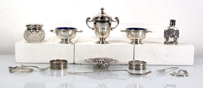 Lot 209 - A group of silver including a pair of salts...
