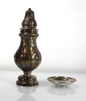 Lot 215 - A Continental repousse-decorated silver sifter,...