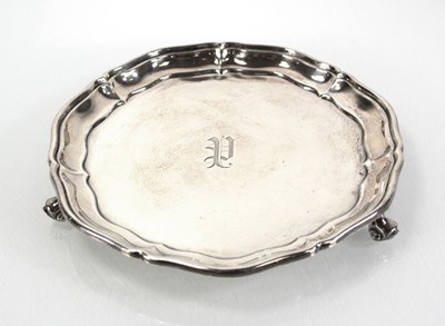 Lot 220 - A George III silver card tray with engraved...
