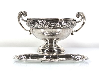 Lot 222 - An Edwardian silver two-handled trophy with...