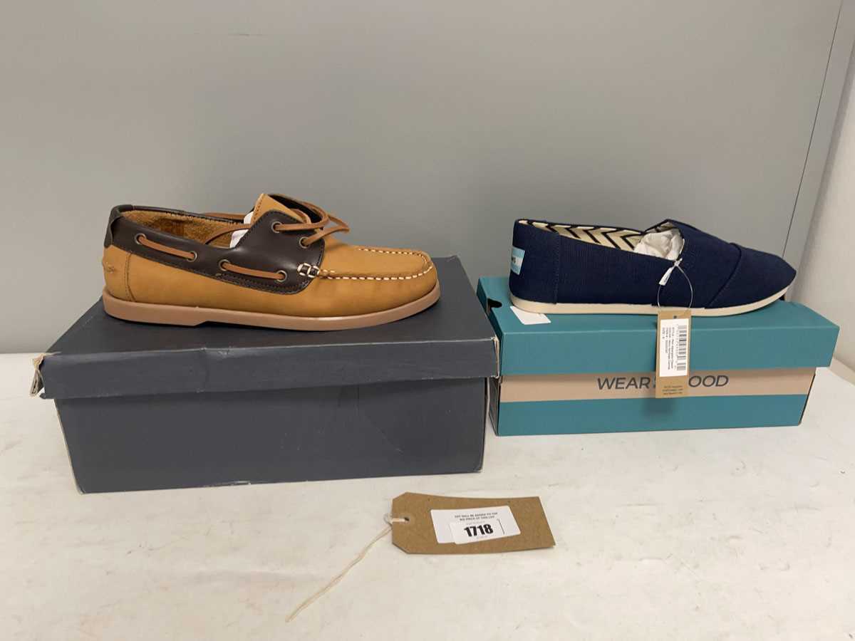 Lot 2x Boxed pairs of shoes to include Toms UK8 &...