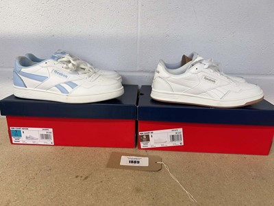 Lot 1889 - x2 boxed pairs of Reebok court trainers sizes...