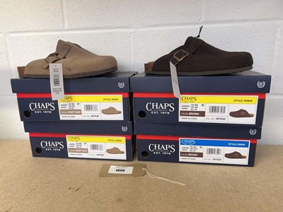 Lot 1890 - x4 boxed pairs of Chaps suede slip on clogs...