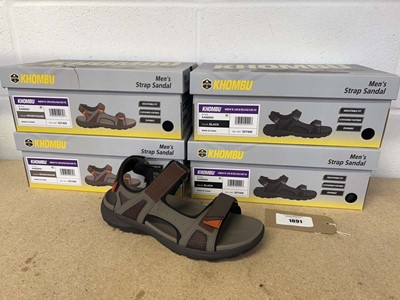 Lot 1891 - x4 boxed pairs of Khombu men's strap sandals -...