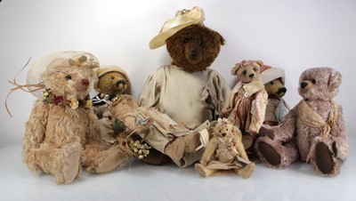 Lot 103 - Eight fully jointed artists bears by the...