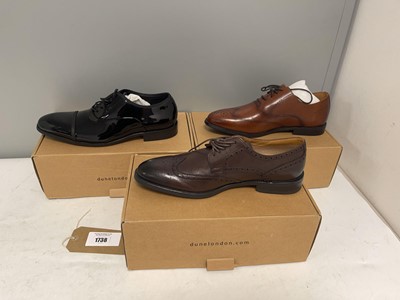 Lot 3x Boxed pairs of Dune men's shoes in various...
