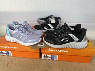 Lot 1904 - x3 boxed pairs of children's Skechers hands...
