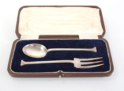 Lot 231 - A cased harlequin fork and spoon set,...