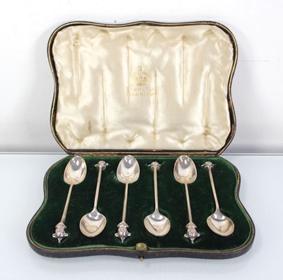 Lot 232 - A cased set of six silver teaspoons, each...