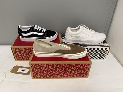 Lot 3x Boxed pairs of Vans trainers in various...
