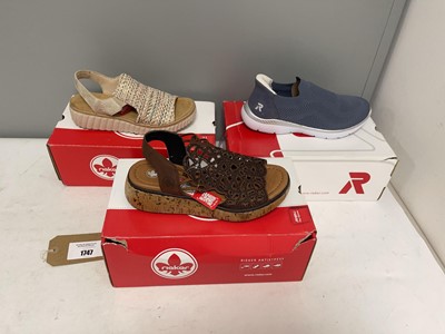 Lot 3x Boxed pairs of Rieker shoes in various...