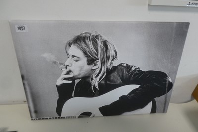 Lot 1162 - Canvas wall hanging of Kurt Cobain, Nirvana