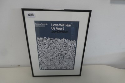 Lot 1059 - Joy Division, Love Will Tear Us apart framed...