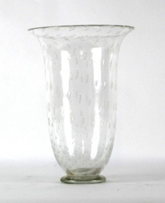 Lot 154 - A bell-shaped glass vase, the body with gold...