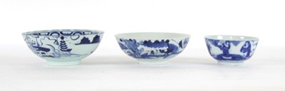 Lot 182 - A Chinese blue and white rice bowl, the centre...