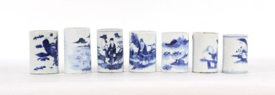 Lot 183 - A group of seven Chinese provincial brush pots...