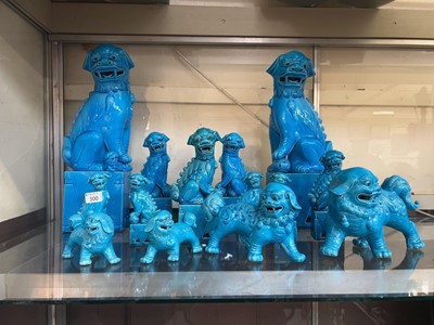Lot 300 - Fourteen oriental ceramic Foo dogs of assorted...