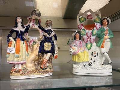 Lot 309 - Two Staffordshire style flatback groups of...