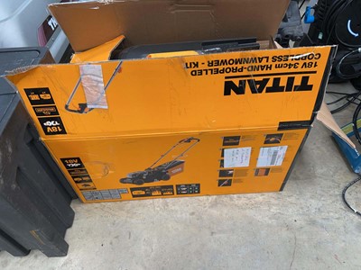 Lot 2509 - Boxed Titan 18v cordless lawn mower