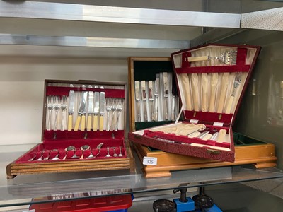 Lot 325 - A cased set of fish cutlery along with two six-...