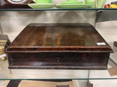 Lot 340 - A stained wood school desk top/writing slope...