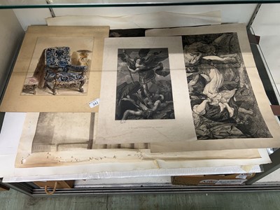 Lot 342 - An assortment of unframed pictures and art...