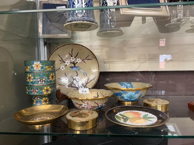 Lot 354 - A selection of oriental style enamelled ware...