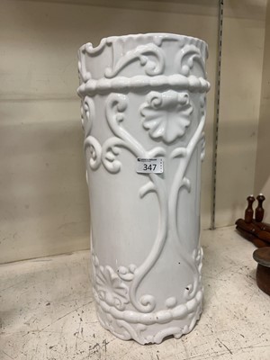 Lot 347 - A white ceramic stick/umbrella stand with...