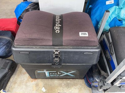 Lot 2135 - 2 fishing tackle seat/boxes together with a...