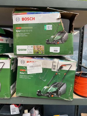 Lot 2513 - 2x Bosch easy rotak electric lawnmower