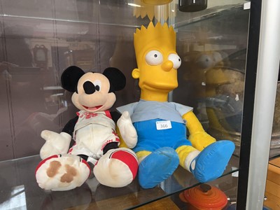 Lot 366 - Two plush toys of Mickey Mouse and Bart Simpson