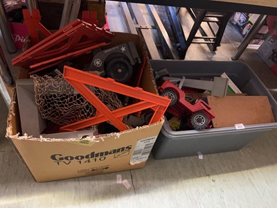 Lot 453 - Two boxes of assorted toys to include Action...