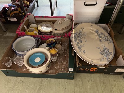 Lot 455 - Three trays of ceramics and glassware to...