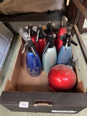 Lot 458 - A tray of eight soda syphons