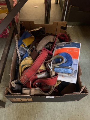 Lot 461 - A tray of rachet straps, tow ropes etc.
