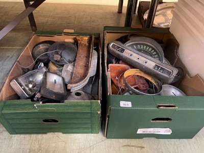 Lot 463 - Two trays of car and motorbike items to...