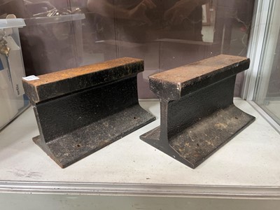 Lot 381 - Two cast-metal railway rail sections