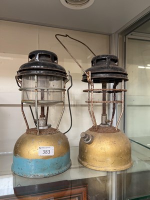 Lot 383 - Two weathered metalwork Tilley lamps (A/F)