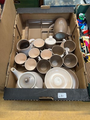 Lot 480 - A tray containing two Poole Pottery part tea...