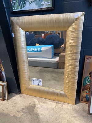 Lot 1082 - Rectangular wooden wall mirror with large gilt...