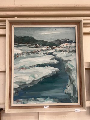 Lot 57 - A framed oil on board of a winter landscape...