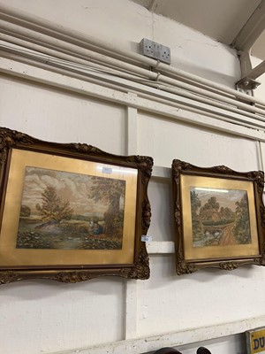 Lot 60 - Two ornate gilt framed watercolours of...