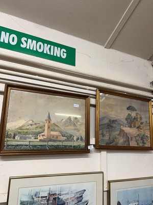 Lot 72 - Two framed and glazed watercolours of...