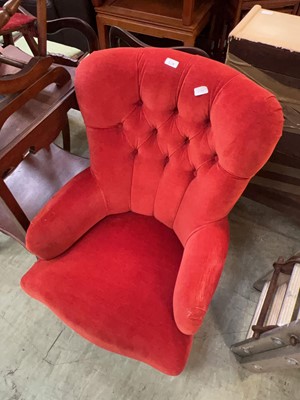 Lot 128 - An early 20th century red button upholstered...