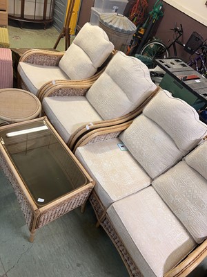 Lot 130 - A bamboo an wicker conservatory set consisting...