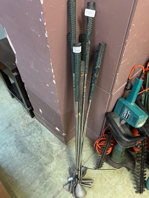 Lot 144 - Ten metal golf clubs