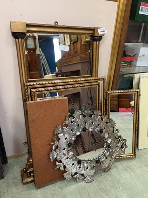 Lot 2 - A gilt framed wall mirror along with gilt...