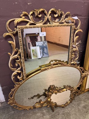 Lot 14 - An ornate gilt framed rectangular mirror along...
