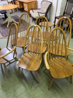 Lot 29 - A set of 6 (4+2) blonde Ercol spindle back...