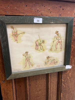 Lot 38 - A framed and glazed watercolour of gardener at...